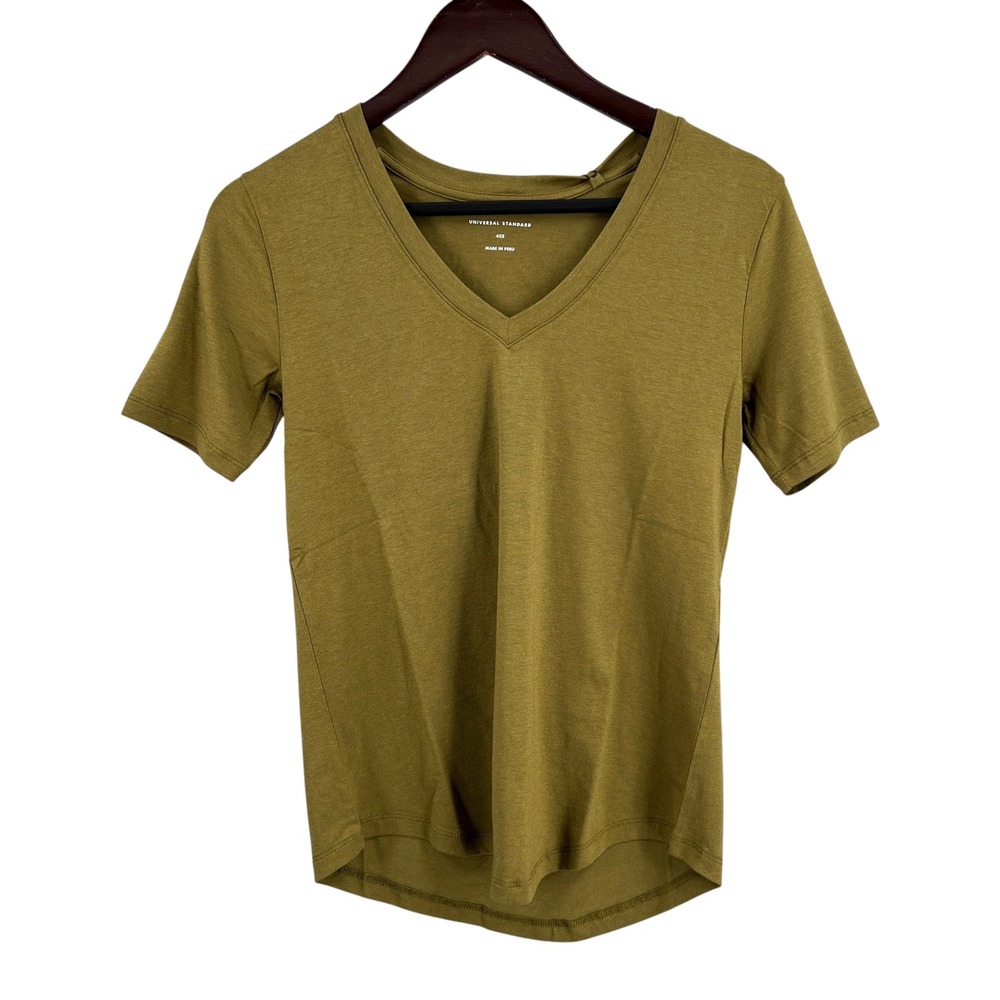 Universal Standard V-Rex T-Shirt Olive Green Tee Top Size 4XS / 00-0 New